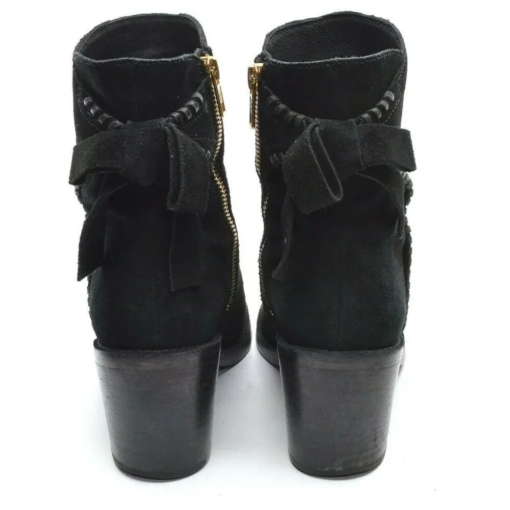 UGG Fraise Black Suede Back Bow Ankle Boots 38 / 7